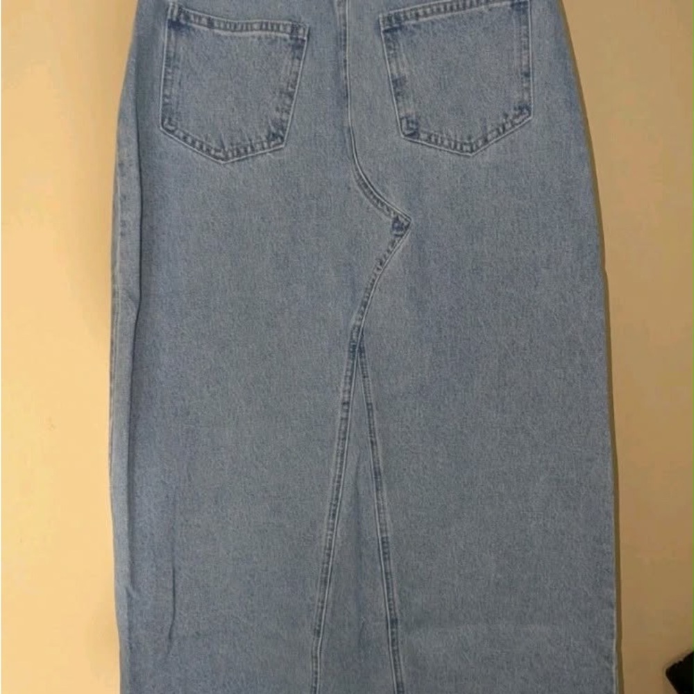 Dressed in Lala Maxi Light Blue Denim Slit Skirt Med Medium M Boho New Tags NWT - Picture 6 of 7
